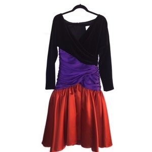 Frank Usher vintage 12 velvet satin prom dress